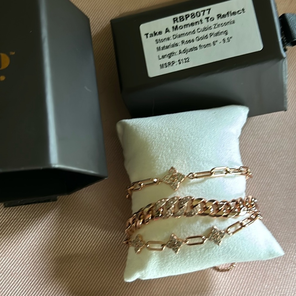 Bomb Party Rose Gold Bracelet Set with Cubic Zirconia by BP